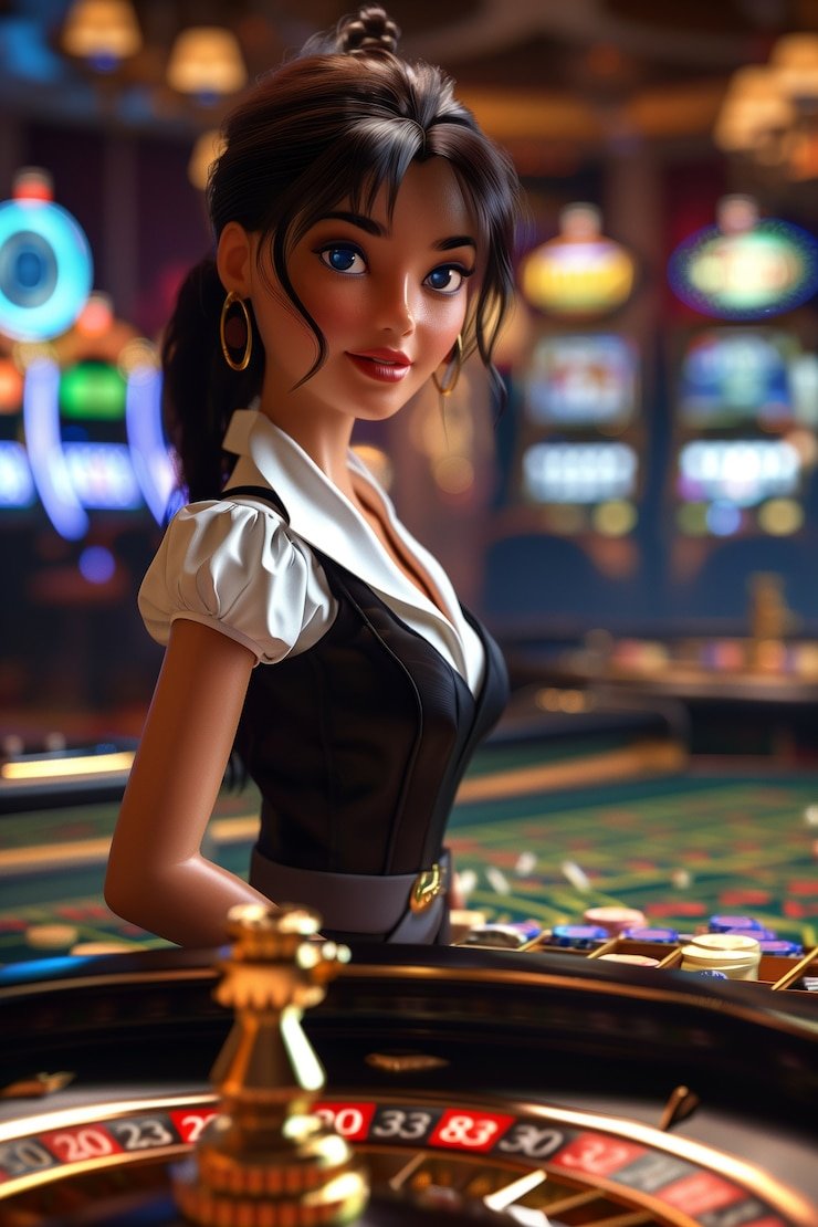 Mobile phone interface showing live roulette wheel with dealer and betting options